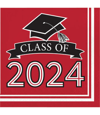 Creative Converting Class of 2024 Lunch Napkins Red - 36ct