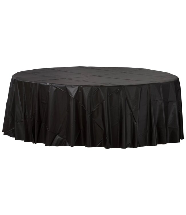 84" Round Plastic Table Cover - Jet Black