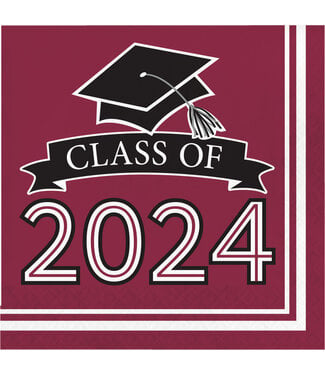 Creative Converting Class of 2024 Lunch Napkins Burgundy - 36ct
