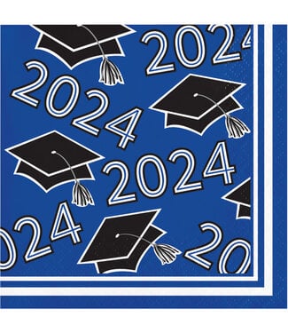 Creative Converting Class of 2024 Beverage Napkins Blue - 36ct