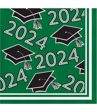 Creative Converting Class of 2024 Beverage Napkins Green - 36ct