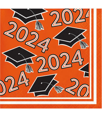 Creative Converting Class of 2024 Beverage Napkins Orange - 36ct