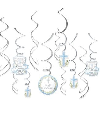 Communion Value Pack Spiral Decorations - Blue