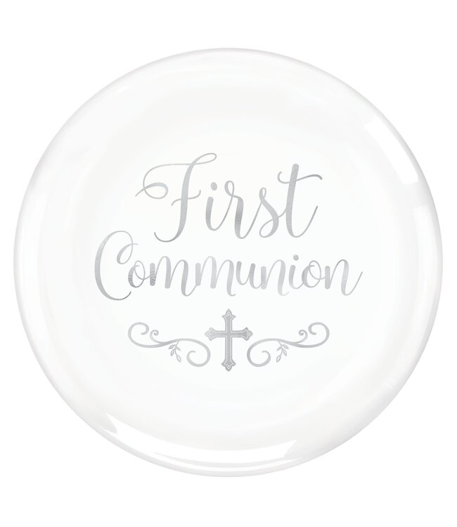 First Communion Round Coupe Platter - Hot-Stamped Plast ...