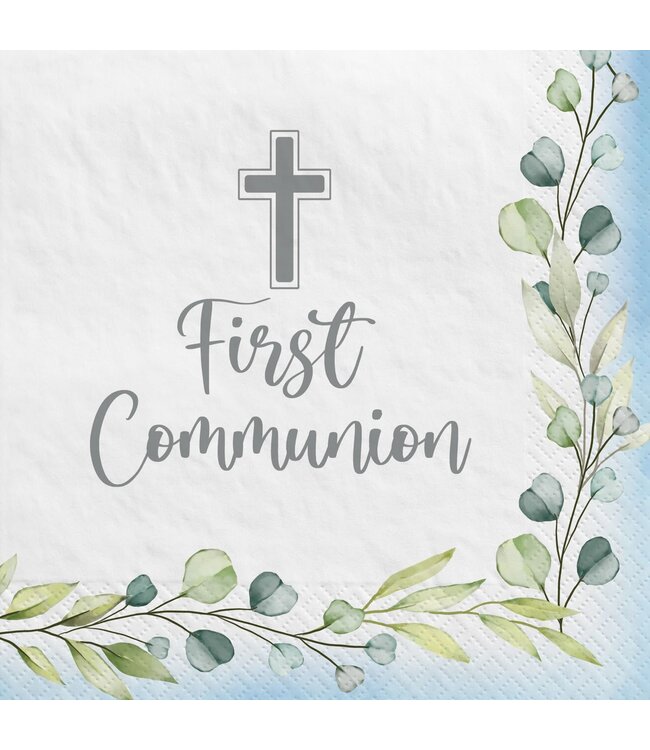 My First Communion Luncheon Napkins - Blue