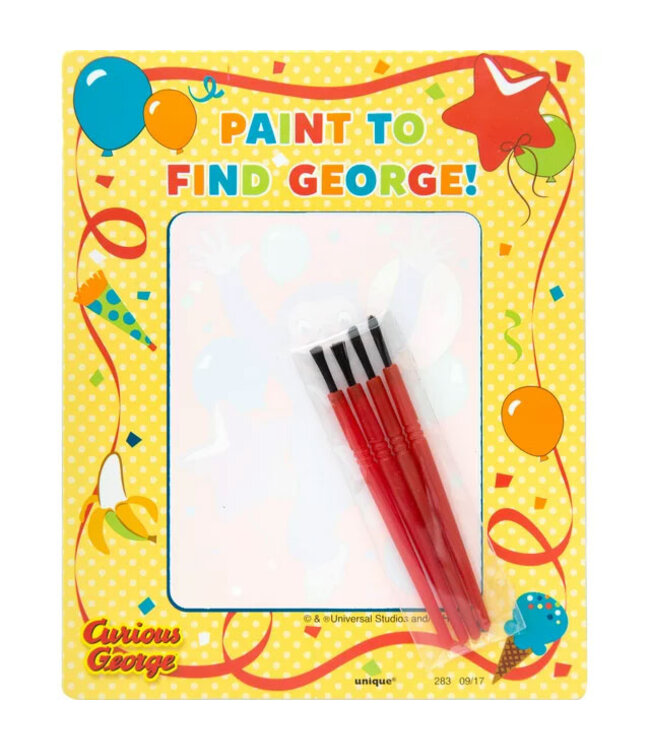 UNIQUE INDUSTRIES INC Curious George Magic Watercolor Paint Cards with Brushes - 4ct