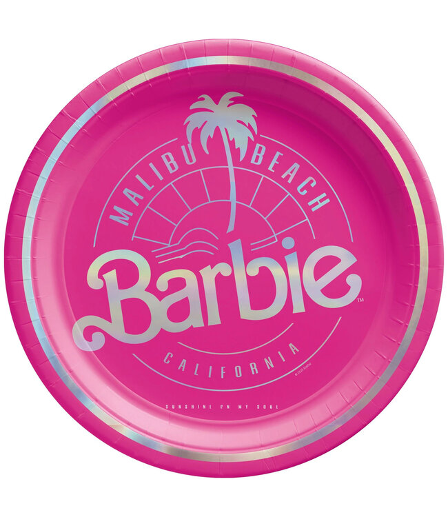 Malibu Barbie 7" Round Metallic Plates - 8ct