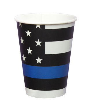 HAVERCAMP PRODUCTS Police – Paper Cups 12 oz. Thin Blue Line - 8-pack