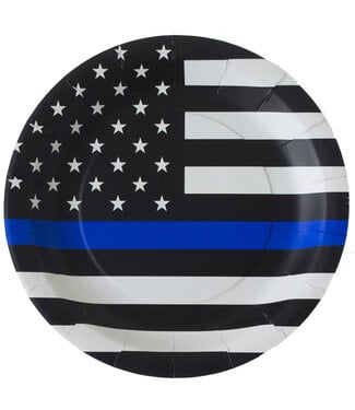 HAVERCAMP PRODUCTS Police – Plates Round 9″ Thin Blue Line - 8ct