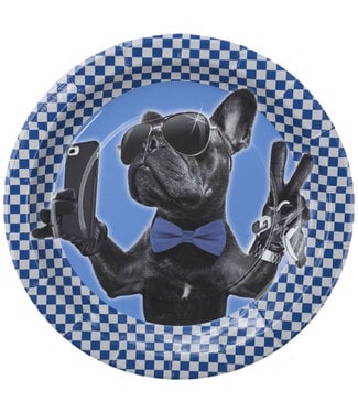 HAVERCAMP PRODUCTS 16th Birthday – Plates Round 9″ “Cool Bulldog” 8-pack