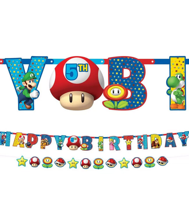 Super Mario Add an Age Birthday Banner Set, 2pc