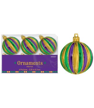 Mardi Gras Ornaments - 6ct