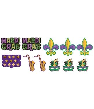 Mardi Gras Mini Cutouts - 10ct