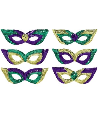 Sequin Mardi Gras Mask - 6ct