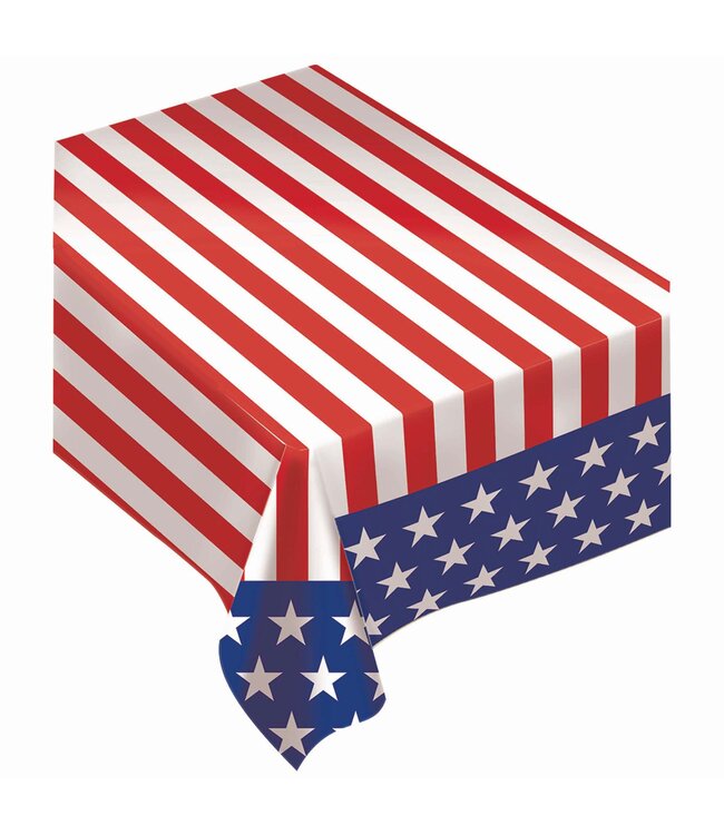 Stars & Stripes Flannel-Backed Vinyl Table Cover