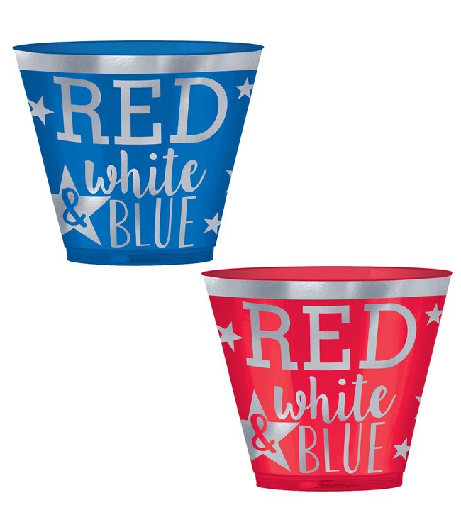Amscan Red & Blue Hot Stamp Plastic Tumblers