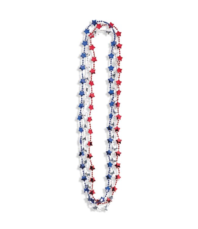AMSCAN 3ct Stars Bead Necklaces - Red, White, Blue