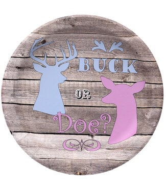 HAVERCAMP PRODUCTS Gender Reveal – Plates Round 9″ “Buck or Doe?” 8-pack