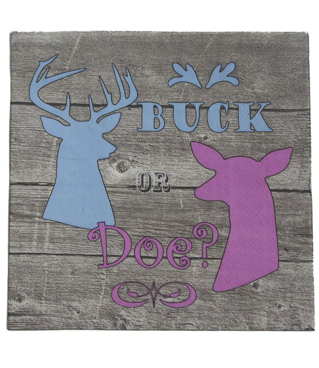 HAVERCAMP PRODUCTS Gender Reveal – Napkins Luncheon “Buck or Doe?” 16-pack