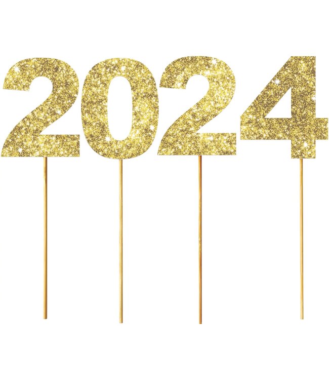 2024 Glitter Paper & Wood Cake Picks