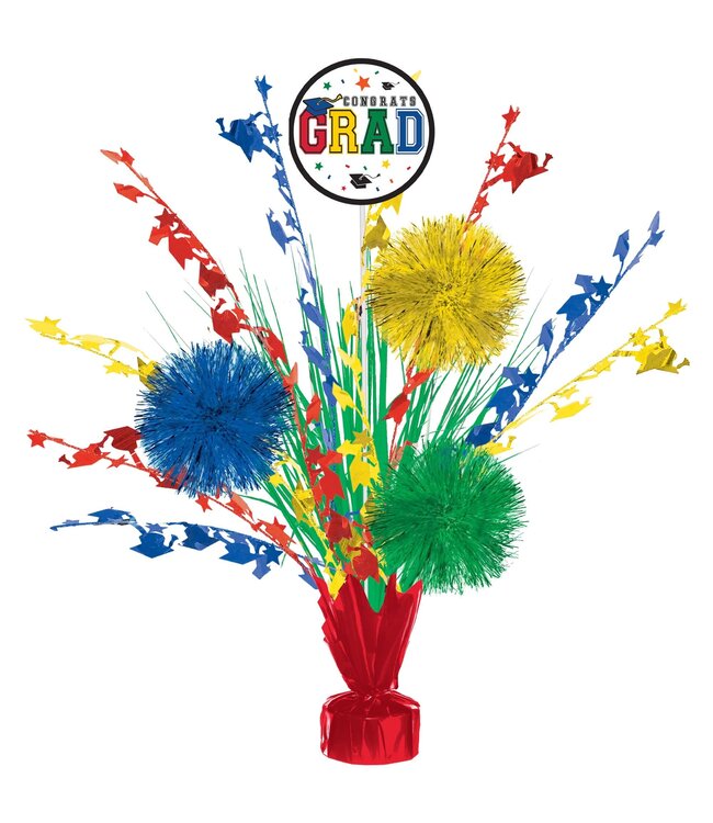 AMSCAN Grad Tinsel Burst Centerpiece - Multicolor