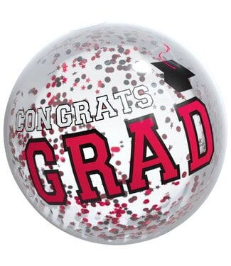 Red Grad Inflatable Ball with Confetti