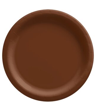 Round Paper Plates, Mid Ct. - Chocolate Brown