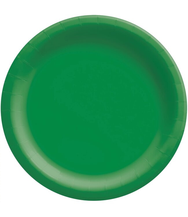 6 3/4" Round Paper Plates, High Ct. - Festive Green