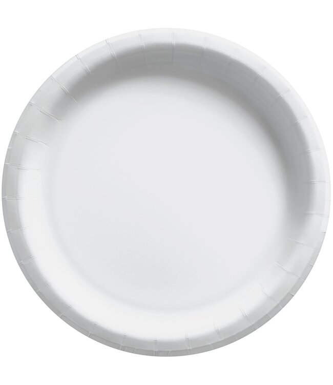 6 3/4" Round Paper Plates, High Ct. - Frosty White