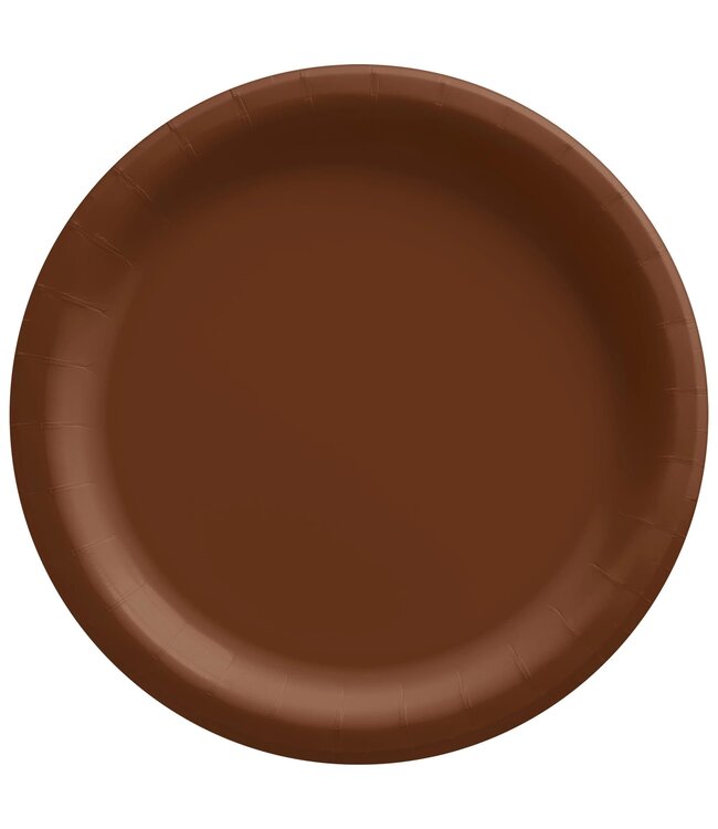 8 1/2" Round Paper Plates, Mid Ct. - Chocolate Brown
