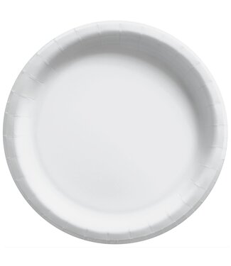 Amscan 8 1/2" Round Paper Plates, High Ct. - Frosty White