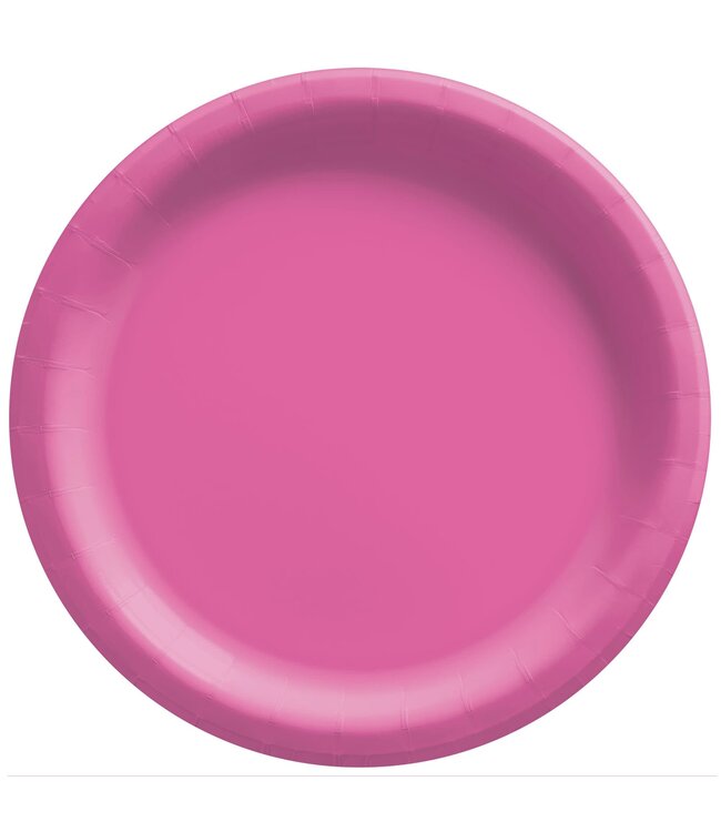 8 1/2" Round Paper Plates, High Ct. - Bright Pink