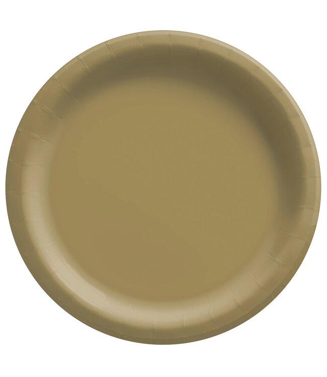 8 1/2" Round Paper Plates, High Ct. - Gold
