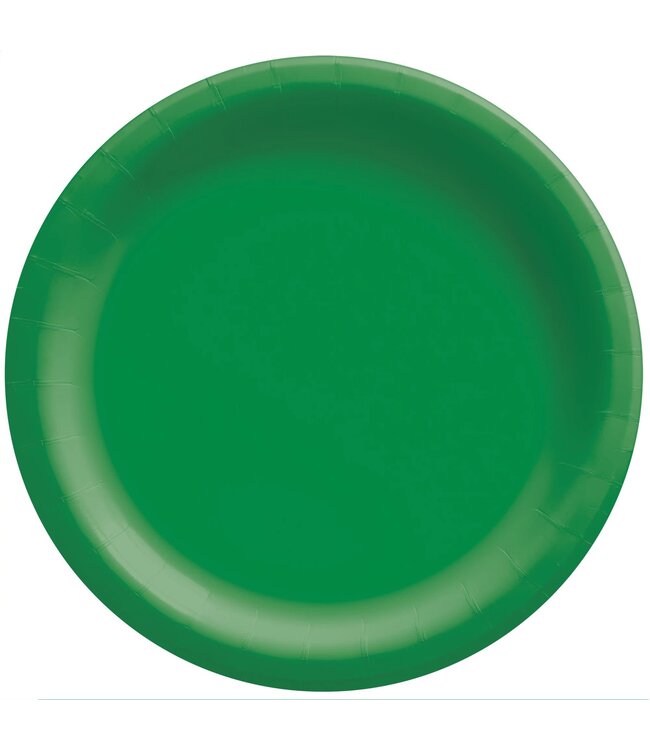 Festive Green 10" Round Paper Plates - 50ct