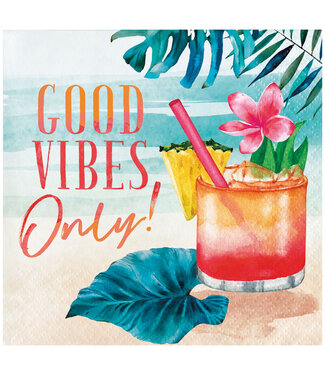 Summer Breeze Beverage Napkins "Good Vibes Only" - 16ct