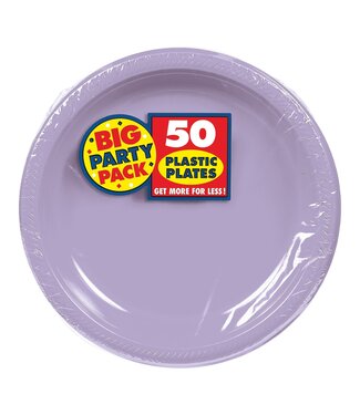 7" Round Plastic Plates, High Ct. - Lavender
