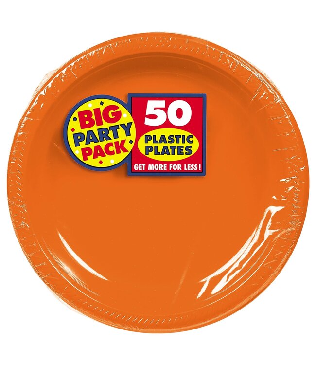 50ct 7in Plastic Plates- Orange Peel