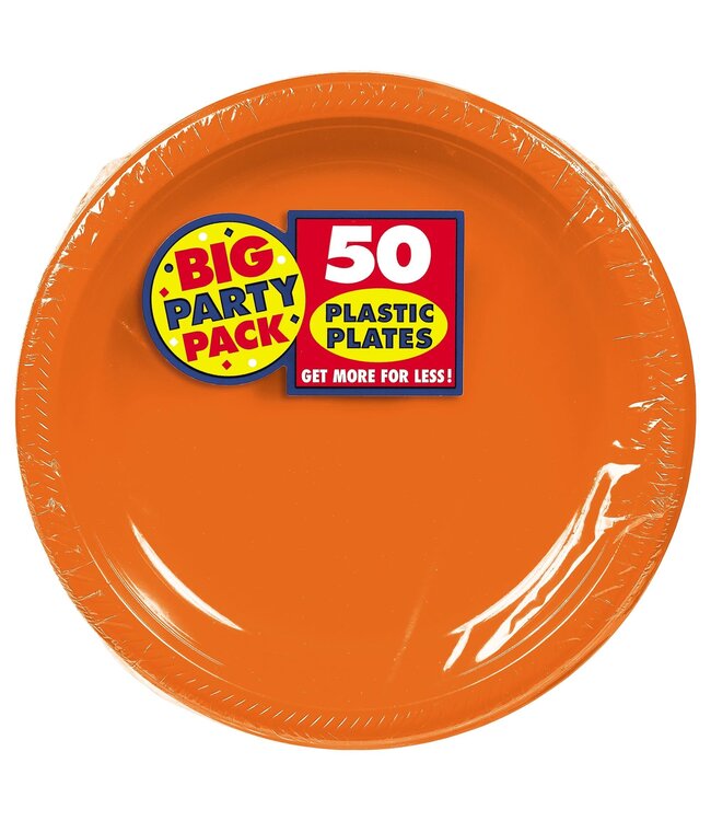 7" Round Plastic Plates, High Ct. - Orange Peel