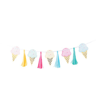 Creative Converting Ice Cream Party Shaped Banner with Ribbon