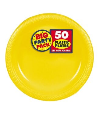 50ct 7in Plastic Plates - Yellow Sunshine