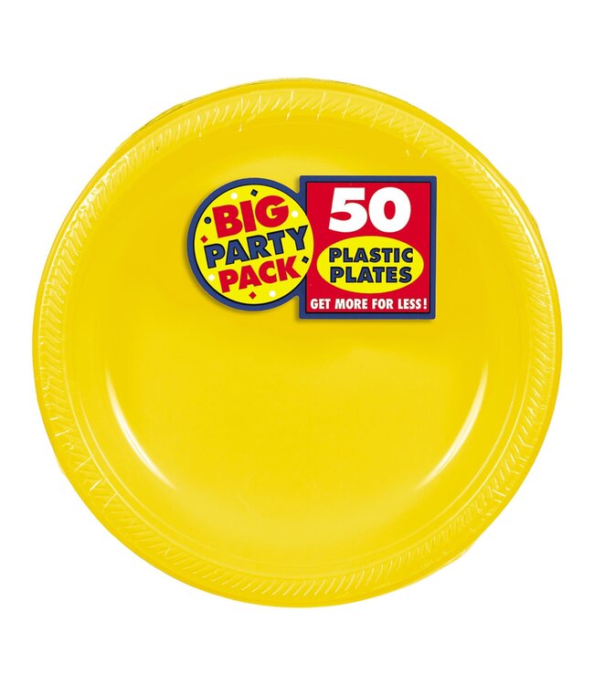 50ct 7in Plastic Plates - Yellow Sunshine