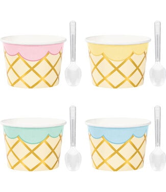 Creative Converting Ice Cream Party Paper Treat Cups with Spoons - 8ct