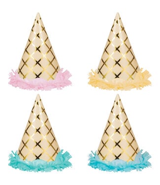Creative Converting Ice Cream Party Fringe Party Hats - 8ct