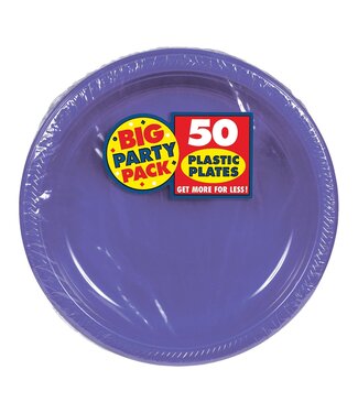 7" Round Plastic Plates, High Ct. - New Purple