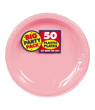 7" Round Plastic Plates, High Ct. - New Pink