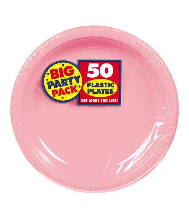 50ct 7in Plastic Plates-New Pink