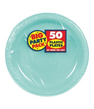 7" Round Plastic Plates, High Ct. - Robin's Egg Blue