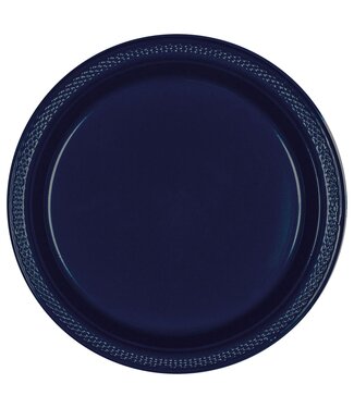 7" Round Plastic Plates, High Ct. - True Navy