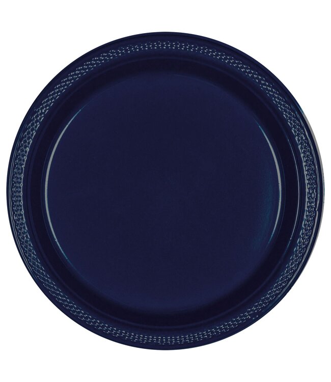 7" Round Plastic Plates, High Ct. - True Navy