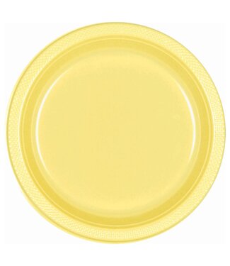 10" Round Plastic Plates, Mid Ct. - Light Yellow
